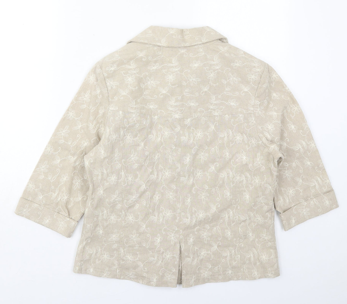 Sidewalk Womens Beige Floral  Jacket  Size S  Button