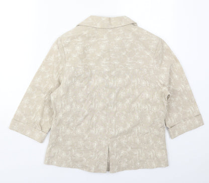 Sidewalk Womens Beige Floral  Jacket  Size S  Button
