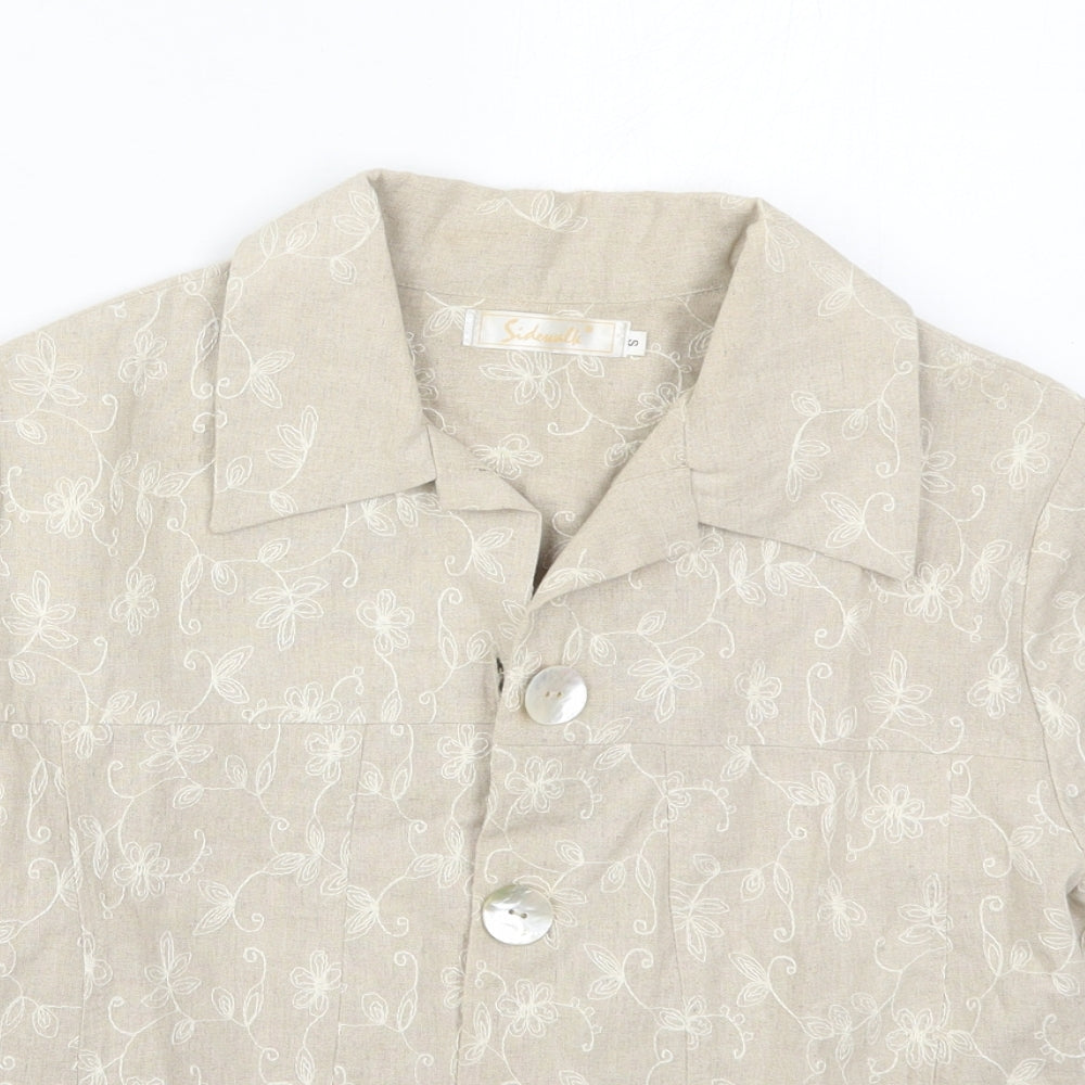 Sidewalk Womens Beige Floral  Jacket  Size S  Button