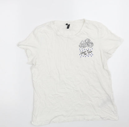 Womens UK Size M VERO MODA White Basic T-Shirt
