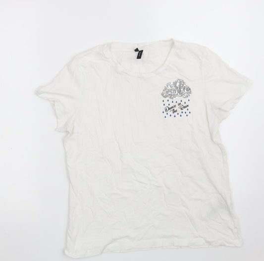 Womens UK Size M VERO MODA White Basic T-Shirt