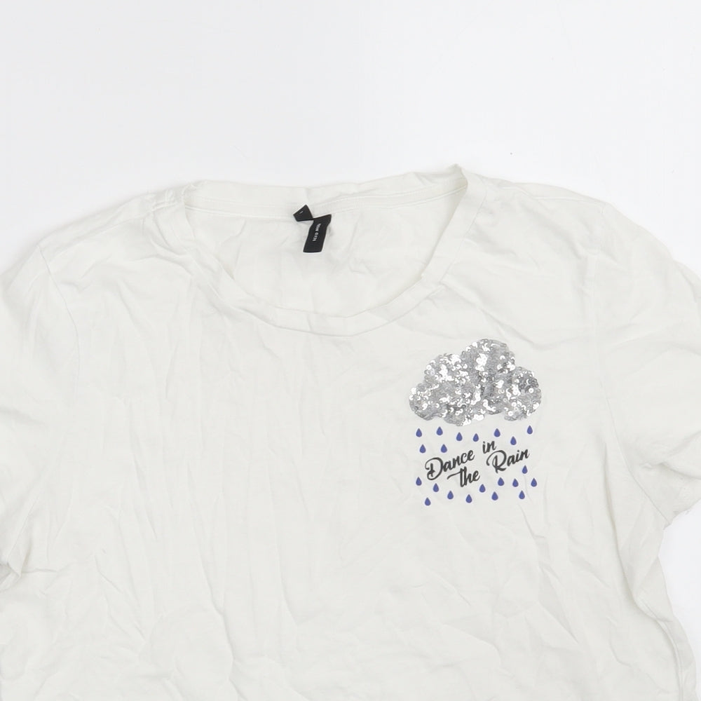 Womens UK Size M VERO MODA White Basic T-Shirt