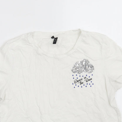 Womens UK Size M VERO MODA White Basic T-Shirt