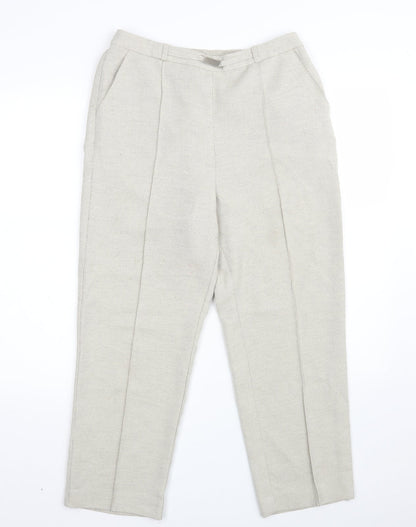 Womens UK Size 12 EWM Regular Fit Dress Pants Beige Trousers