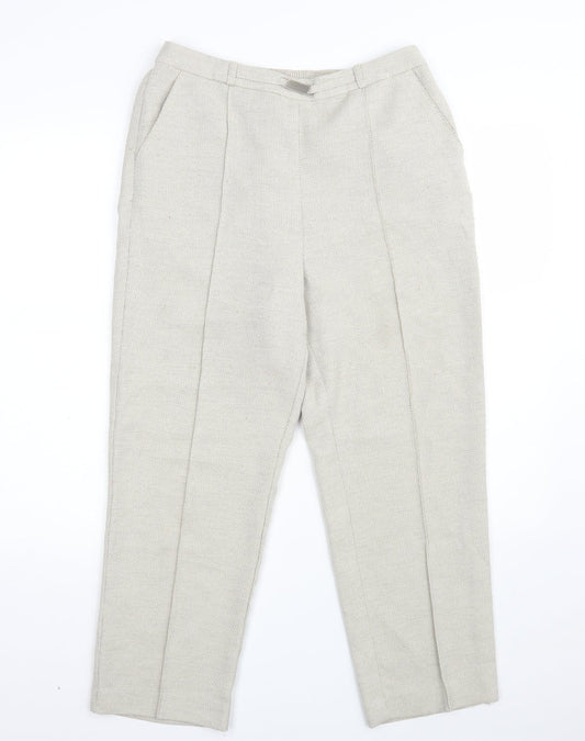 Womens UK Size 12 EWM Regular Fit Dress Pants Beige Trousers