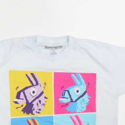 Preworn Boys White  100% Cotton Pullover T-Shirt Size L Crew Neck  - Fortnite