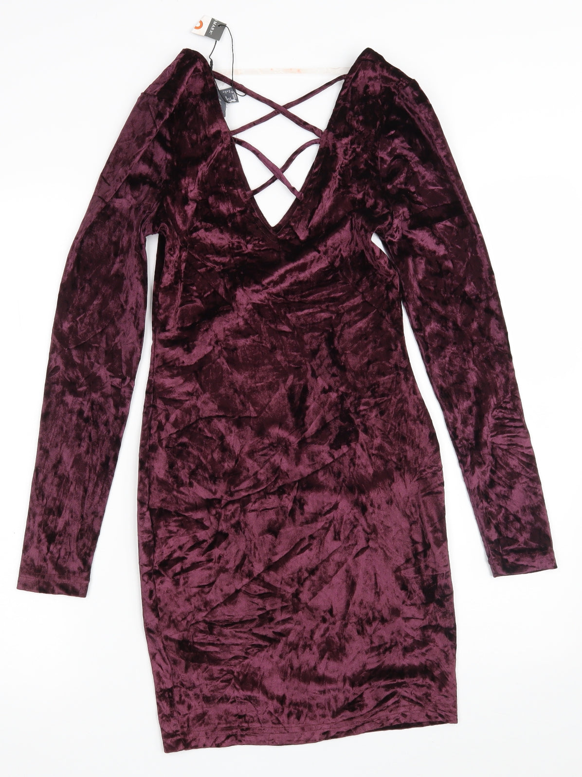 Primark Womens Purple  Polyester Bodycon  Size 8  V-Neck Drawstring