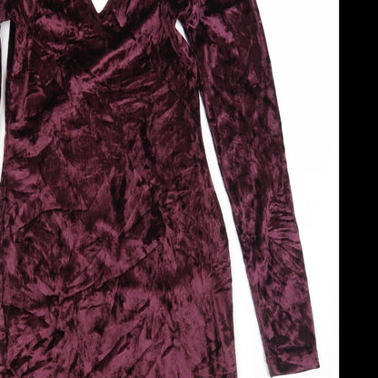 Primark Womens Purple  Polyester Bodycon  Size 8  V-Neck Drawstring