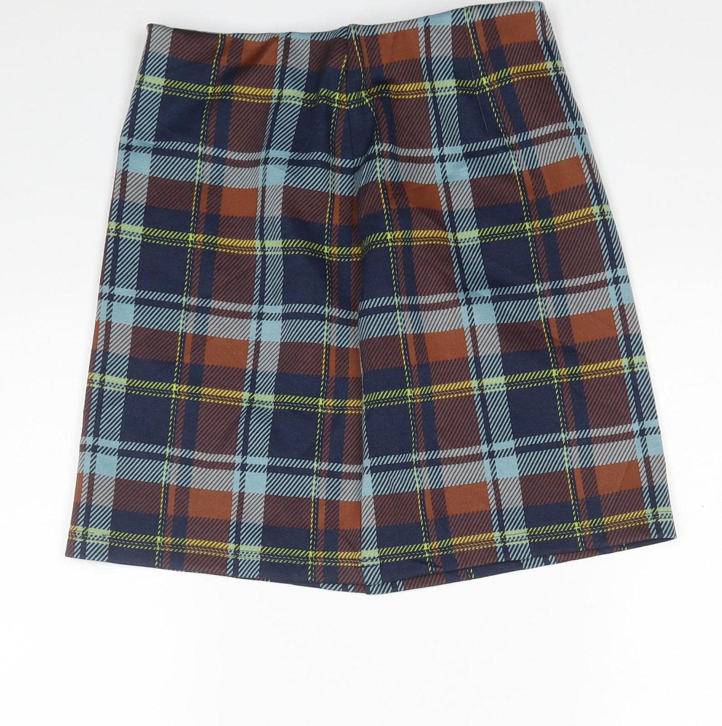 Marks and Spencer Womens Multicoloured Check Polyester A-Line Skirt Size 8