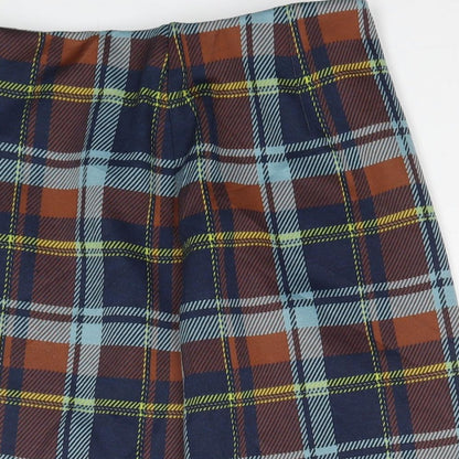 Marks and Spencer Womens Multicoloured Check Polyester A-Line Skirt Size 8