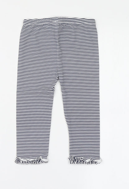 First Impressions Girls Blue Striped Cotton Jogger Leggings Size 24 Months  Pullover - Leggings