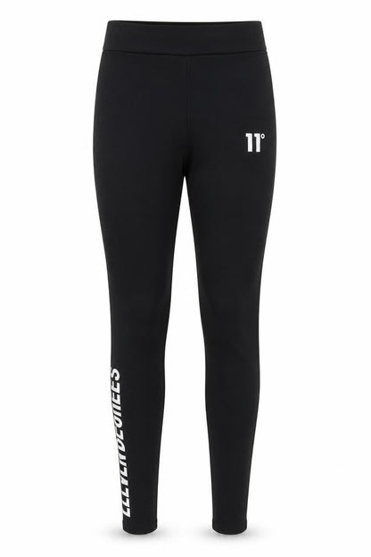 Front view of 11 Degrees women’s black cotton jogger leggings, size UK 6, 24-inch leg - leggings