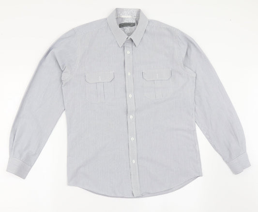 Mens UK Size M Cedar Wood State Blue  Button-Up Long Sleeve Casual Shirt
