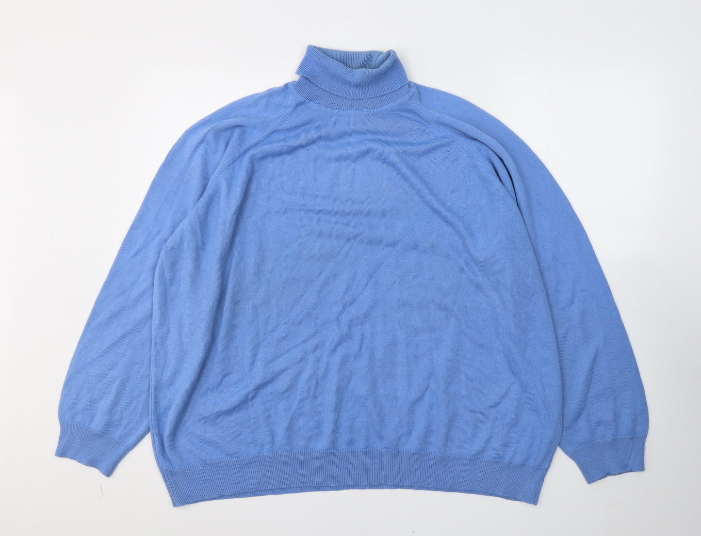 Classics Womens Blue  Acrylic Basic T-Shirt Size XL Roll Neck