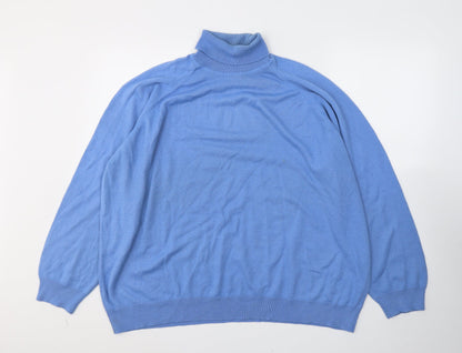 Classics Womens Blue  Acrylic Basic T-Shirt Size XL Roll Neck
