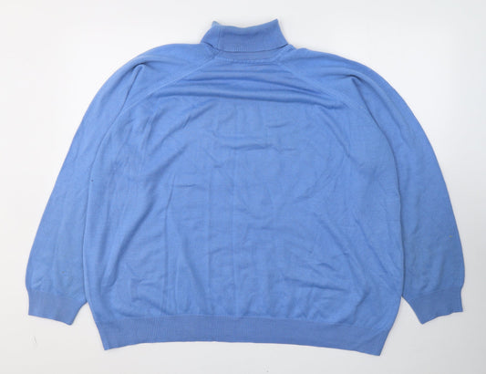 Classics Womens Blue  Acrylic Basic T-Shirt Size XL Roll Neck