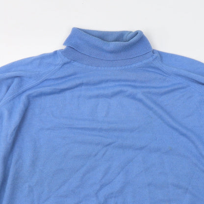 Classics Womens Blue  Acrylic Basic T-Shirt Size XL Roll Neck