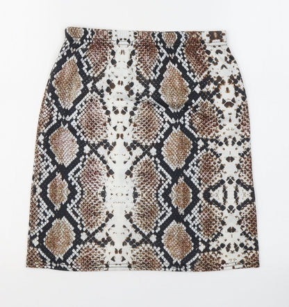 PRETTYLITTLETHING Womens Multicoloured Animal Print Polyester A-Line Skirt Size 8