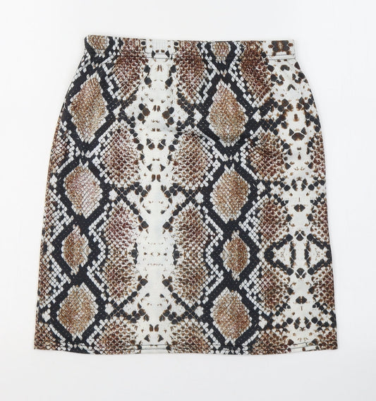 PRETTYLITTLETHING Womens Multicoloured Animal Print Polyester A-Line Skirt Size 8
