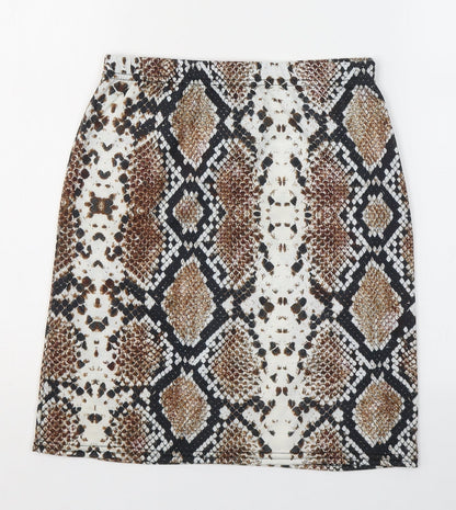 PRETTYLITTLETHING Womens Multicoloured Animal Print Polyester A-Line Skirt Size 8