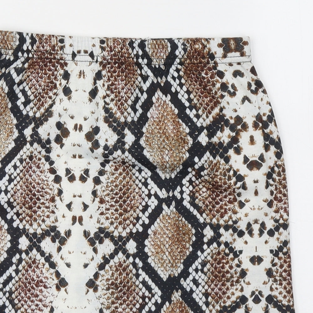 PRETTYLITTLETHING Womens Multicoloured Animal Print Polyester A-Line Skirt Size 8
