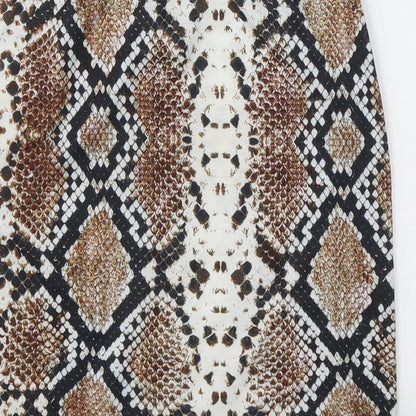 PRETTYLITTLETHING Womens Multicoloured Animal Print Polyester A-Line Skirt Size 8