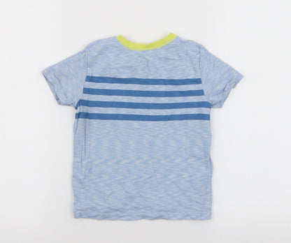Gap Boys Blue Striped 100% Cotton Jersey T-Shirt Size 2 Years Round Neck Pullover