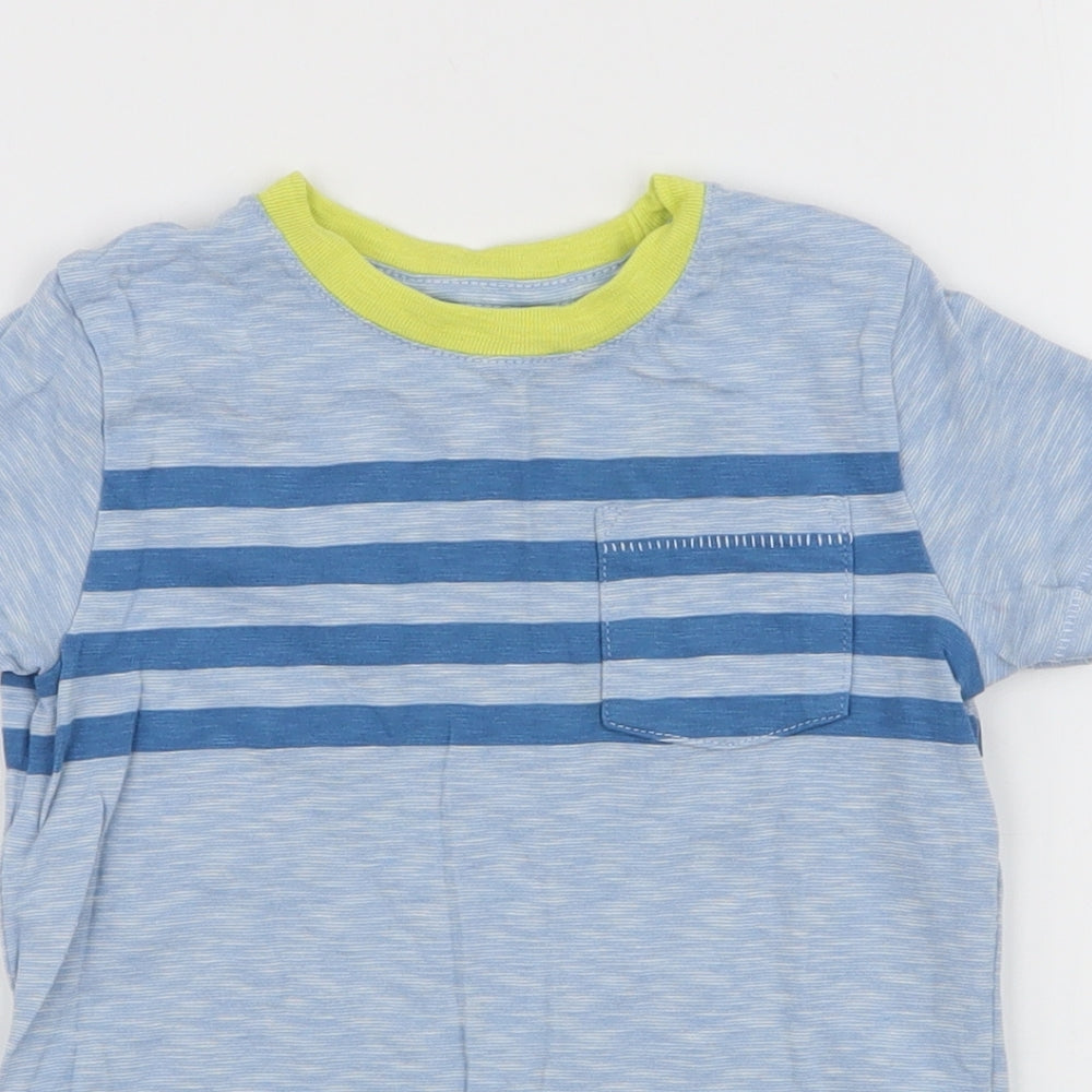 Gap Boys Blue Striped 100% Cotton Jersey T-Shirt Size 2 Years Round Neck Pullover