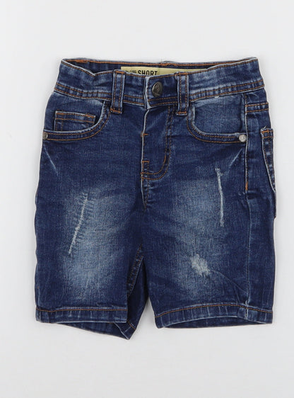 Denim & Co. Boys Blue  Cotton Cargo Trousers Size 18 Months  Button - Shorts