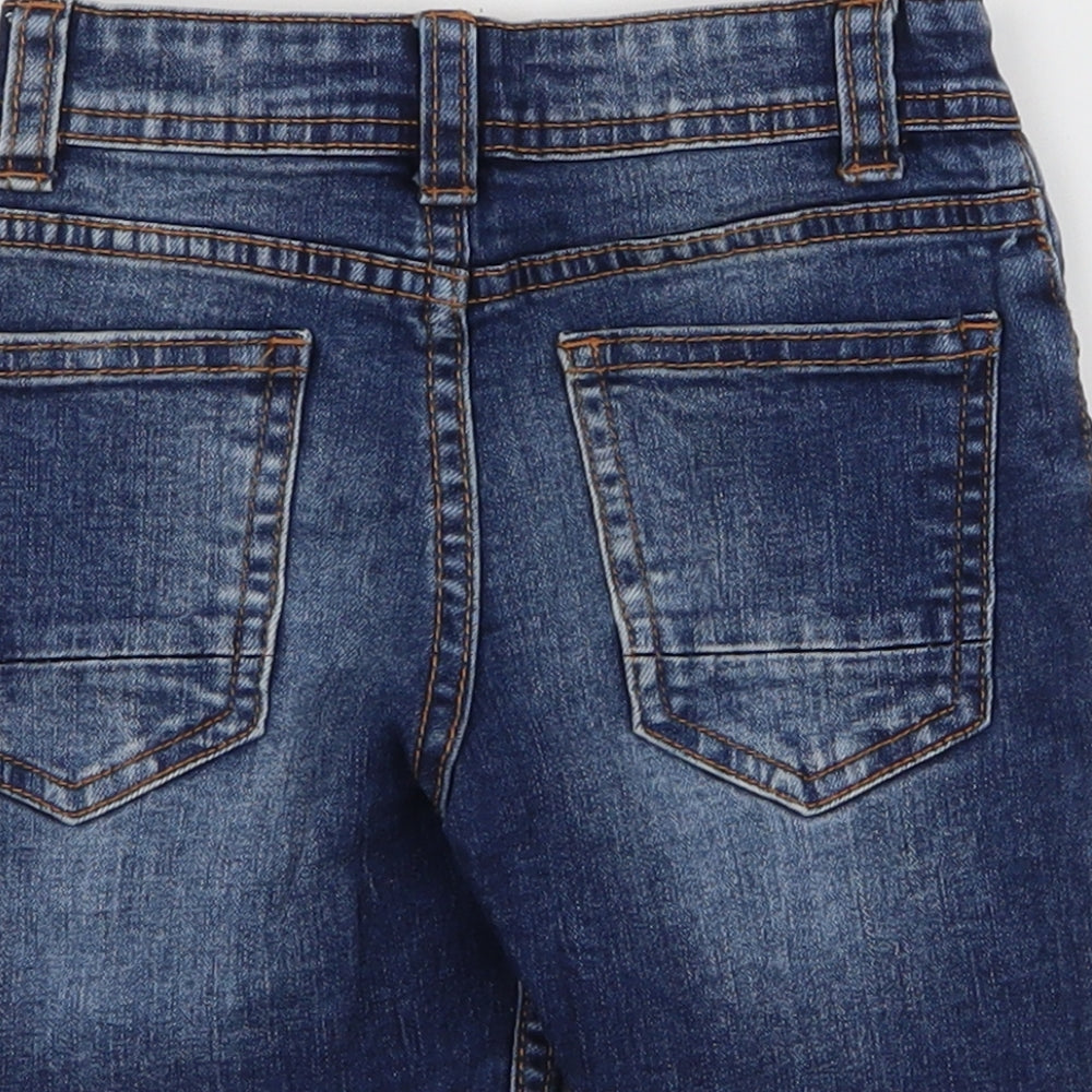 Denim & Co. Boys Blue  Cotton Cargo Trousers Size 18 Months  Button - Shorts