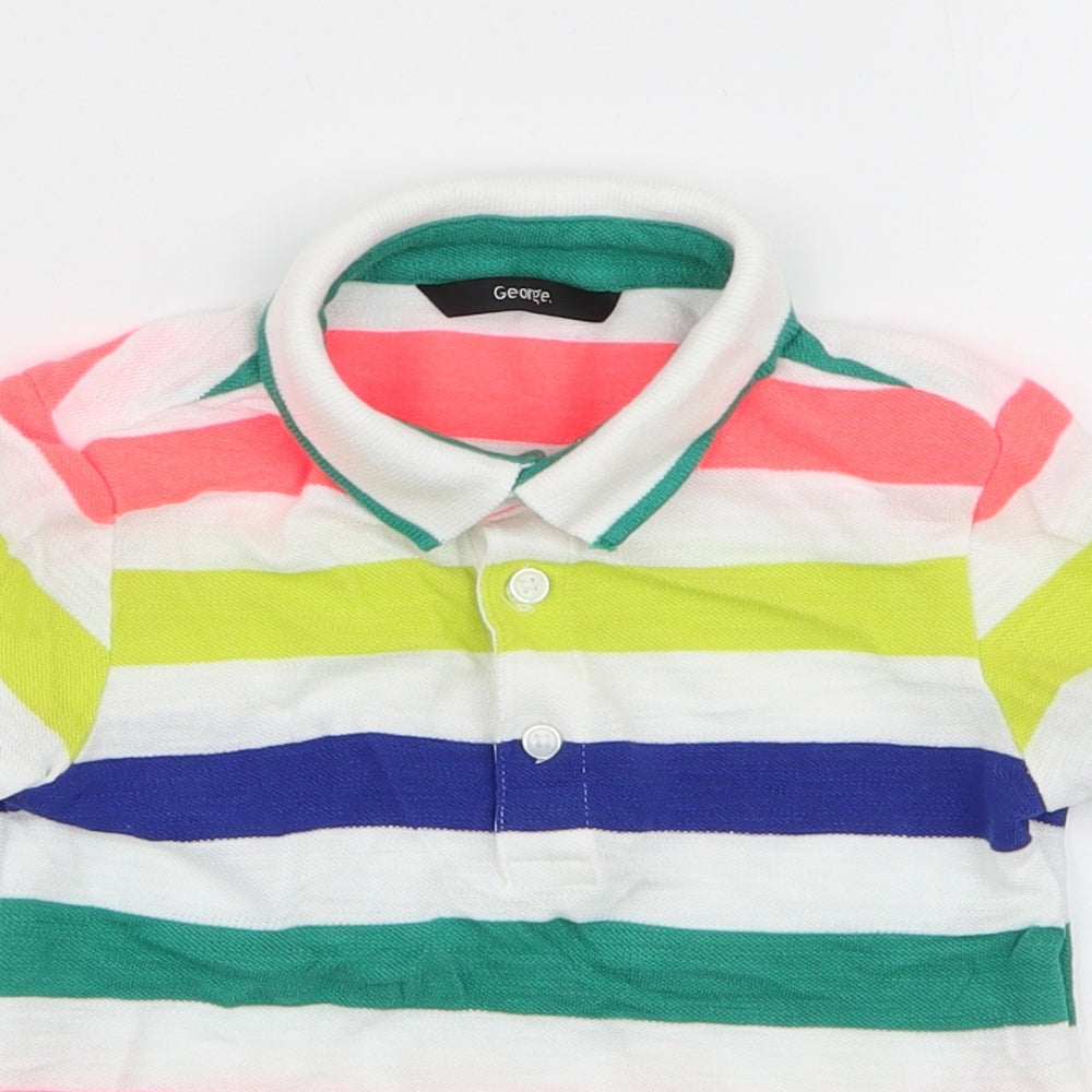 George Boys Multicoloured Striped Cotton Basic Polo Size 2-3 Years Collared Button