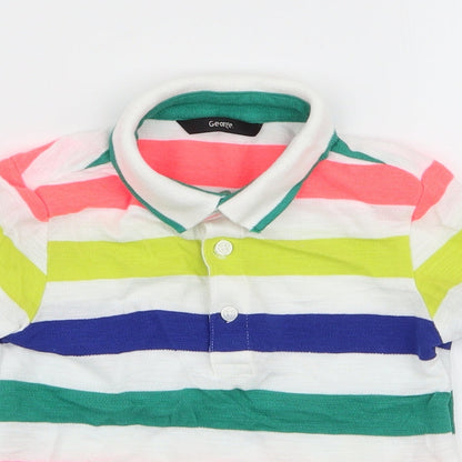 George Boys Multicoloured Striped Cotton Basic Polo Size 2-3 Years Collared Button