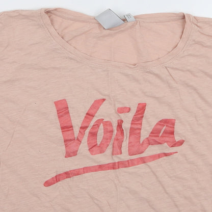 ICHI Womens Pink  100% Cotton Jersey T-Shirt Size 2XL Round Neck - Voila