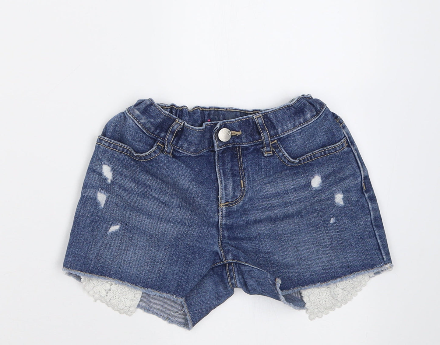 Preworn Girls Blue  Cotton Bermuda Shorts Size 6 Years  Regular Buckle