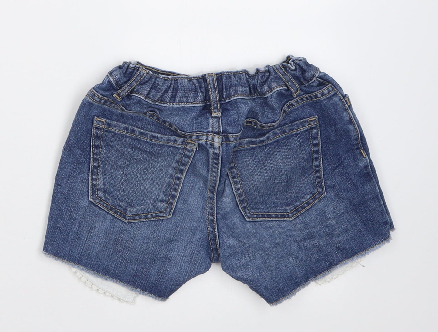 Preworn Girls Blue  Cotton Bermuda Shorts Size 6 Years  Regular Buckle