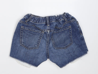 Preworn Girls Blue  Cotton Bermuda Shorts Size 6 Years  Regular Buckle