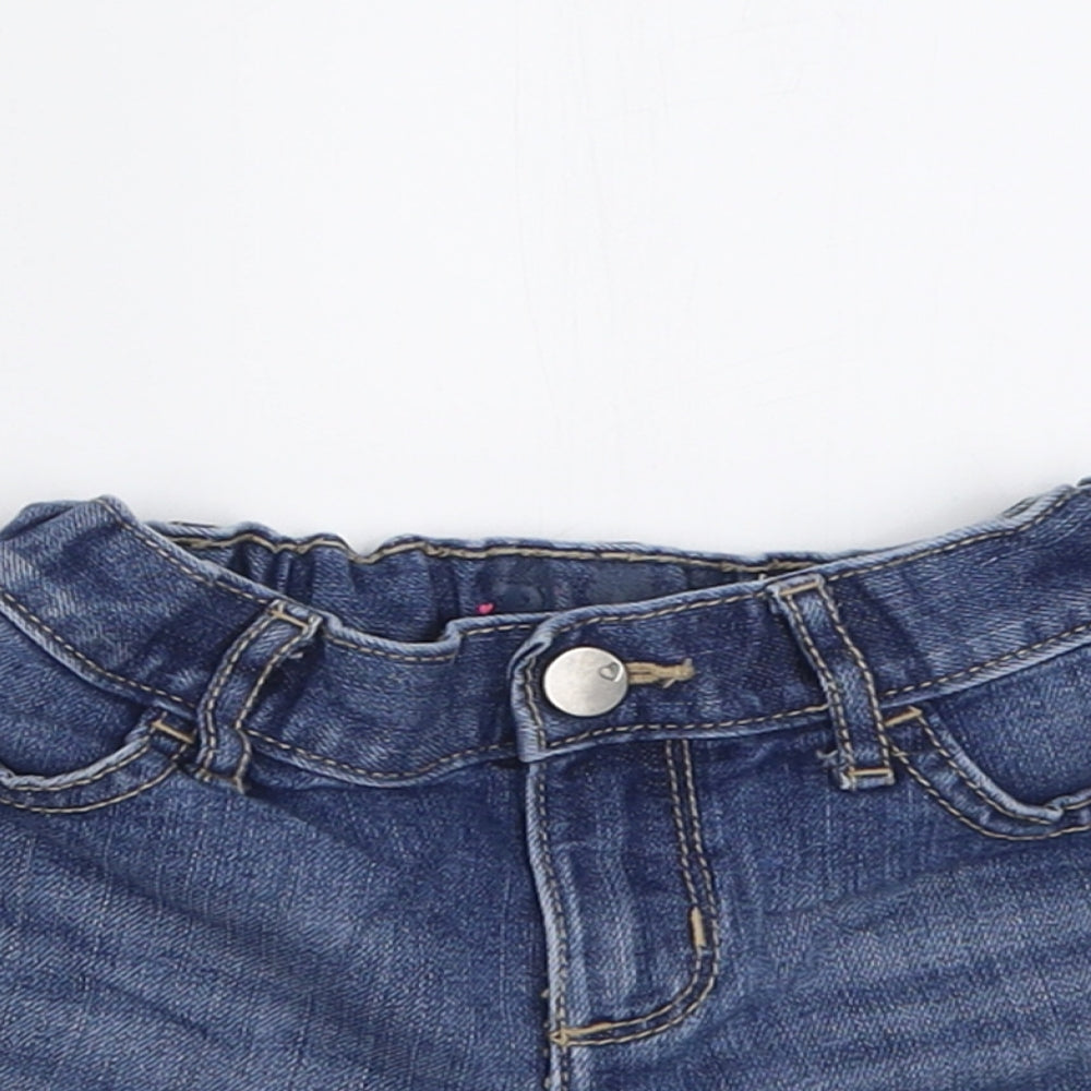 Preworn Girls Blue  Cotton Bermuda Shorts Size 6 Years  Regular Buckle
