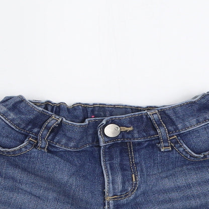 Preworn Girls Blue  Cotton Bermuda Shorts Size 6 Years  Regular Buckle