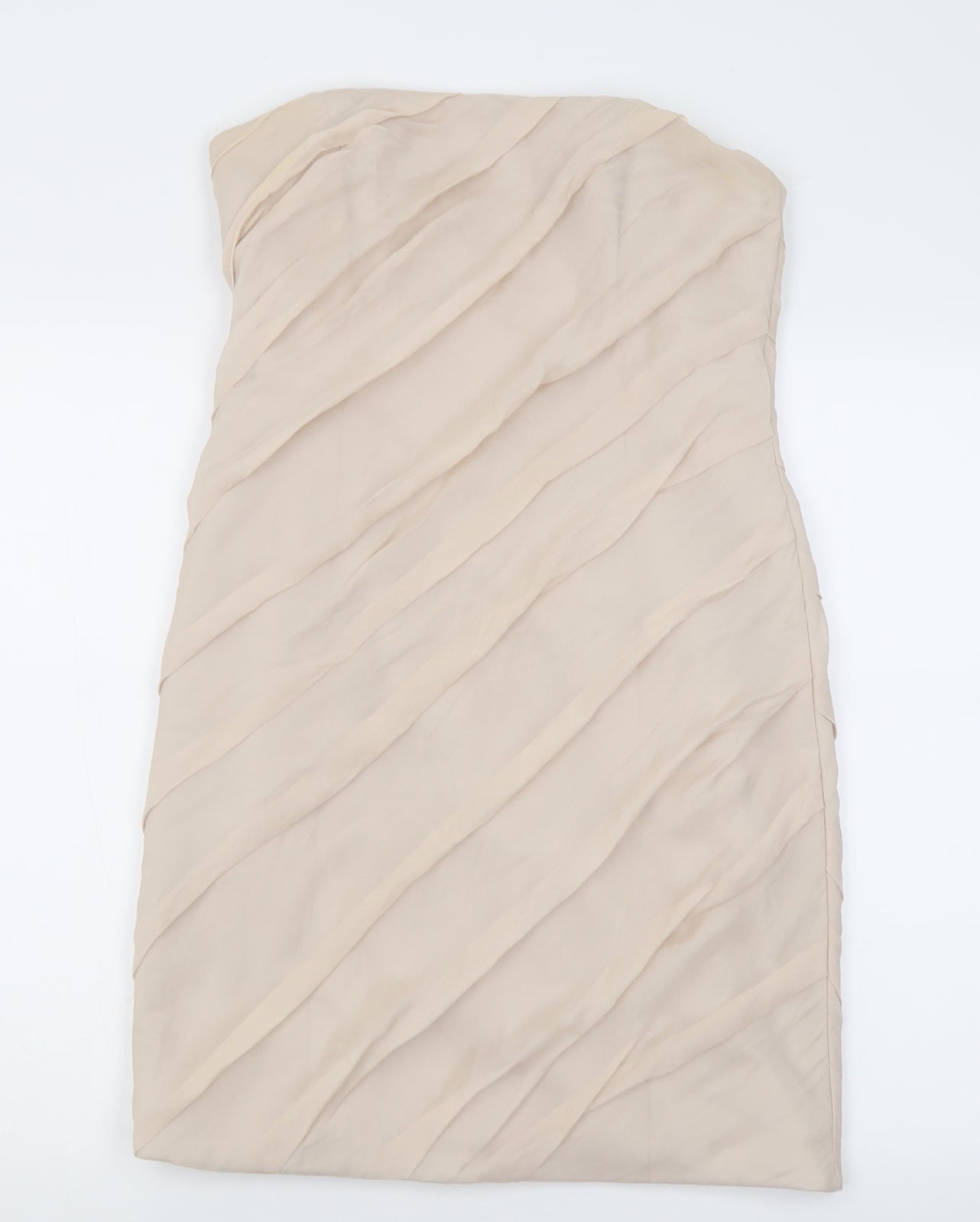 Coast Womens Beige  Silk Bodycon  Size 12  Off the Shoulder Zip