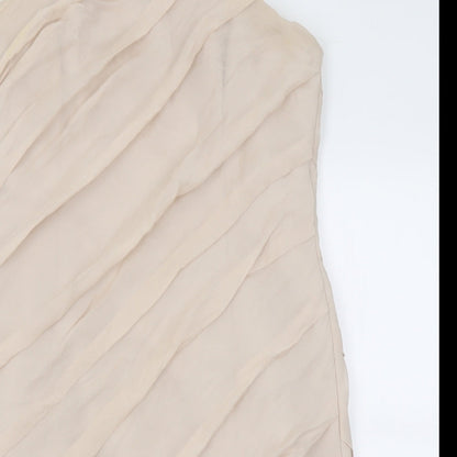 Coast Womens Beige  Silk Bodycon  Size 12  Off the Shoulder Zip