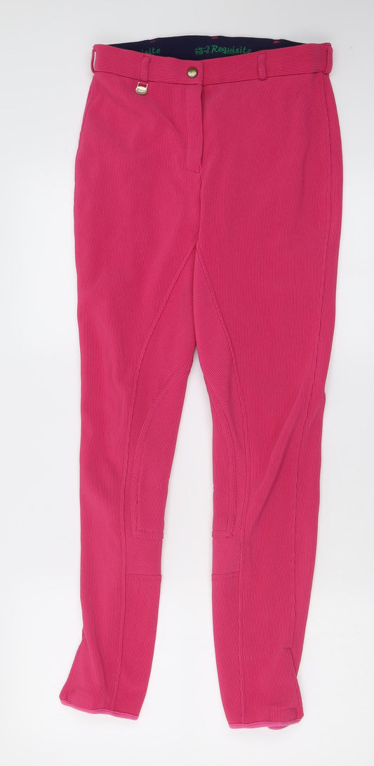 Requisite Womens Pink  Polyester Capri Trousers Size 8 L30 in Regular Button