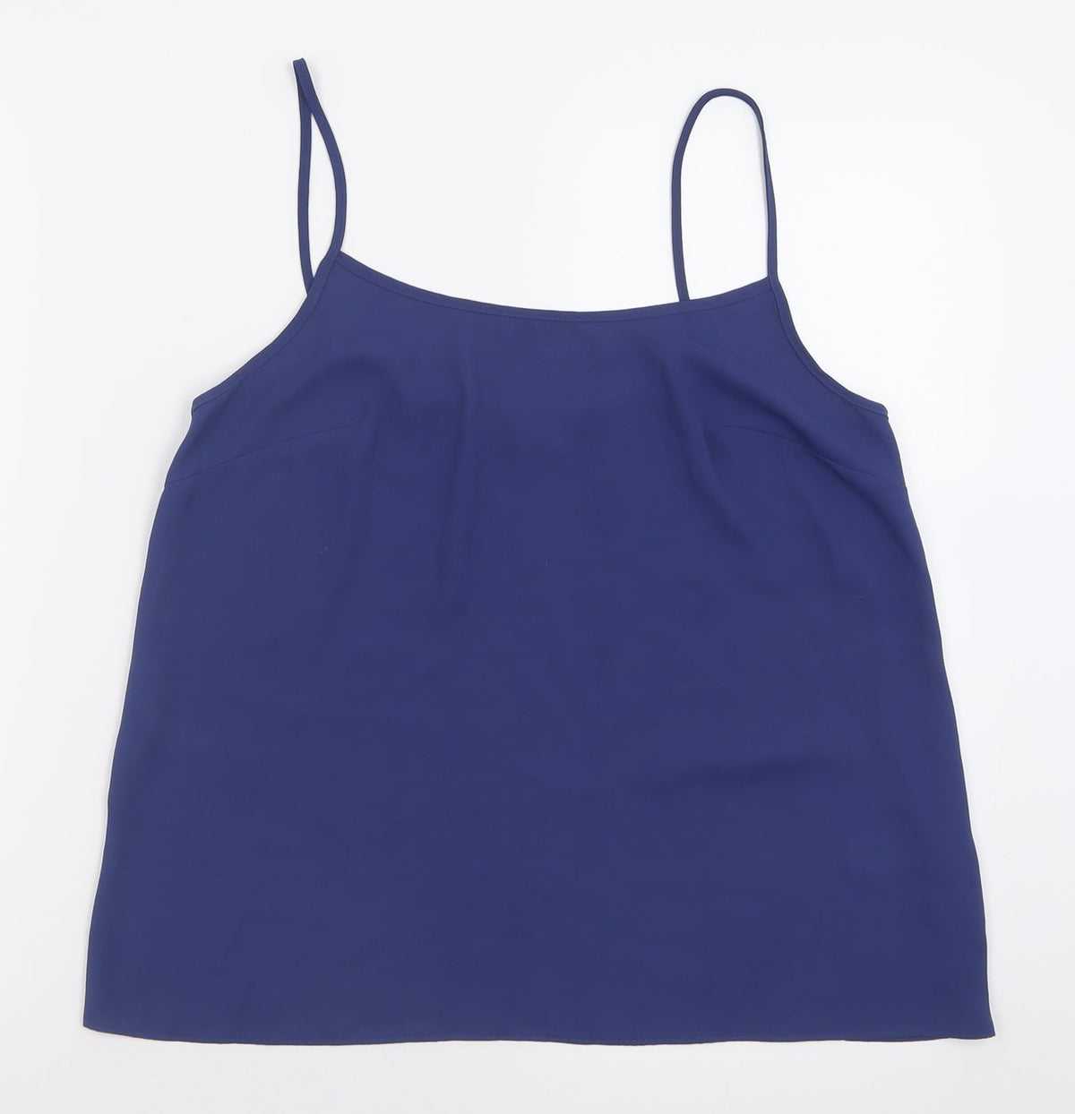 Additional front view of apaya women’s blue polyester basic tank, size UK 12, scoop neck