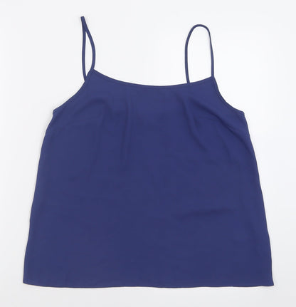 Additional front view of apaya women’s blue polyester basic tank, size UK 12, scoop neck