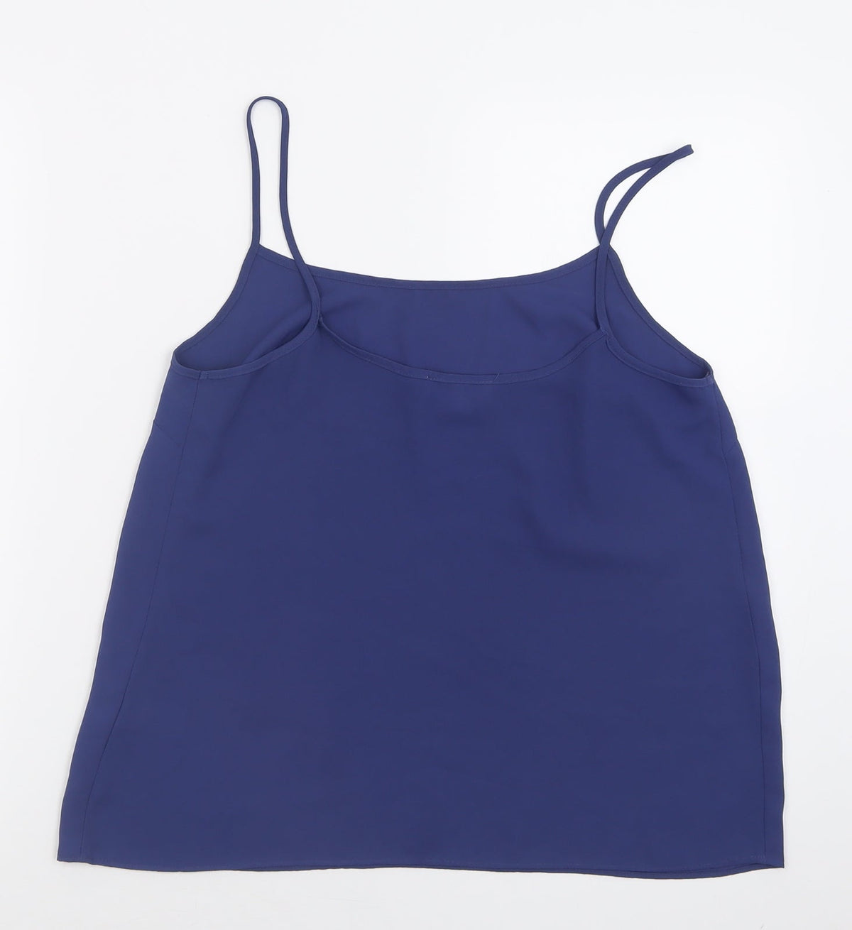 Back view of apaya women’s blue polyester basic tank, size UK 12, scoop neck