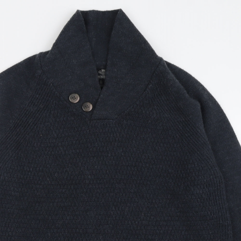 Threadbare Mens Grey V-Neck  Acrylic Pullover Jumper Size L