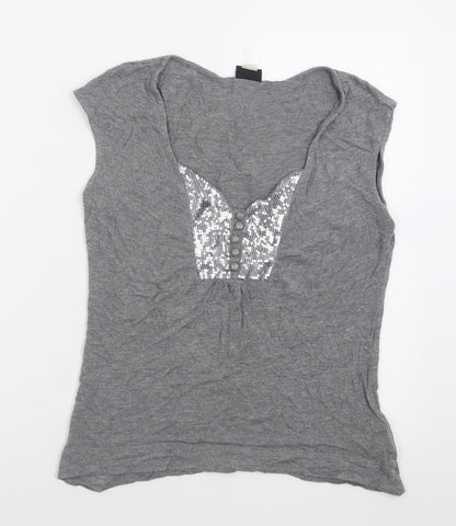 Womens UK Size M H&M Grey Basic T-Shirt
