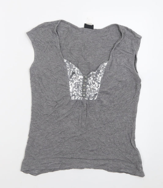 Womens UK Size M H&M Grey Basic T-Shirt