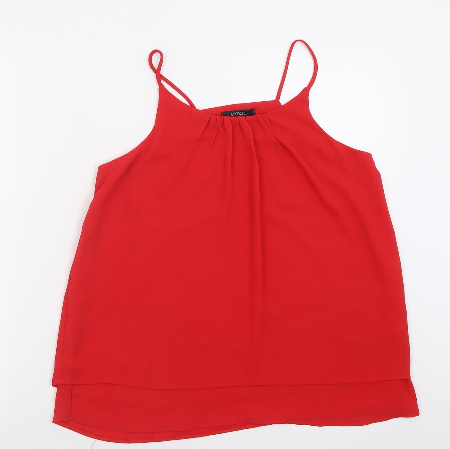 ESMARA Womens Red  Polyester Basic Tank Size 14 Scoop Neck