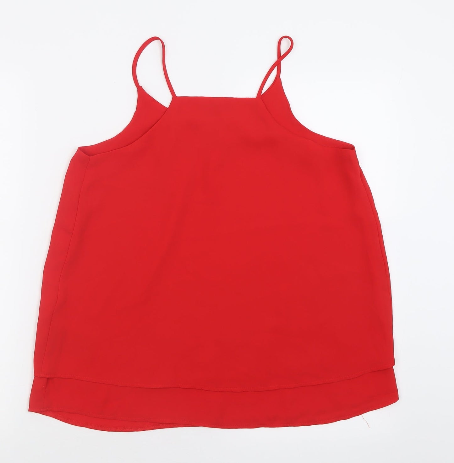 ESMARA Womens Red  Polyester Basic Tank Size 14 Scoop Neck