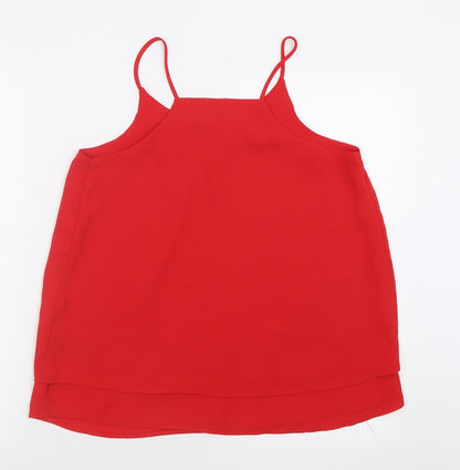 ESMARA Womens Red  Polyester Basic Tank Size 14 Scoop Neck